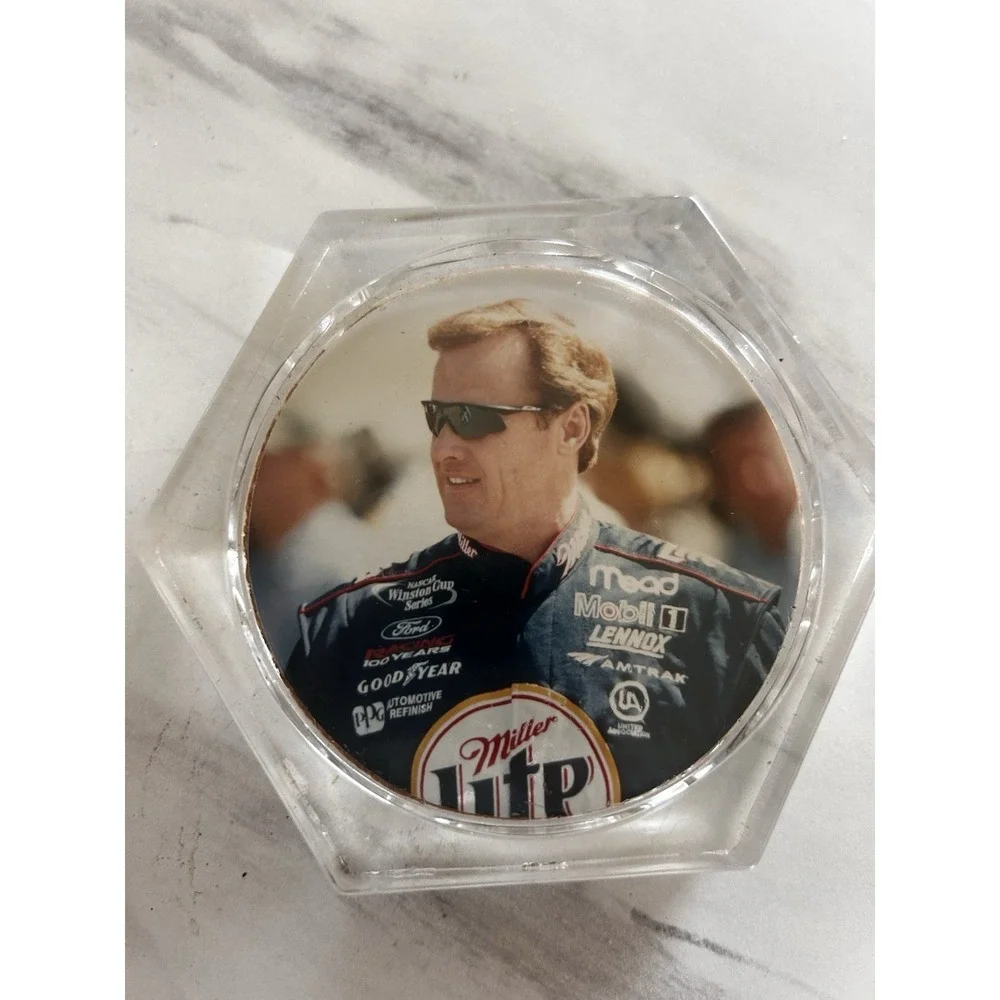 Vintage Photo Coasters Rusty Wallace Nascar 2005 Set of 4 Clear Acrylic BxA